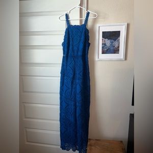 Blue Crochet Formal Gown, Wedding Event size Large